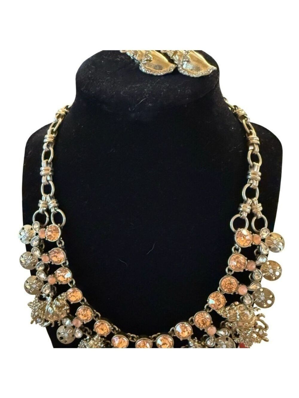 Elegant Gold and Silver Statement Necklace & Earring Set